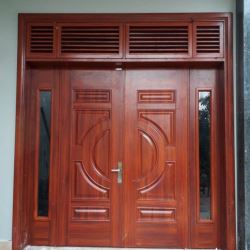 CỬA CHỐNG CHÁY VÂN GỖ 4 CÁNH OFIX 4 NAN CHỚP
