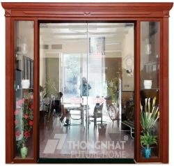 Cửa thủy lực vân gỗ mở trượt TL04